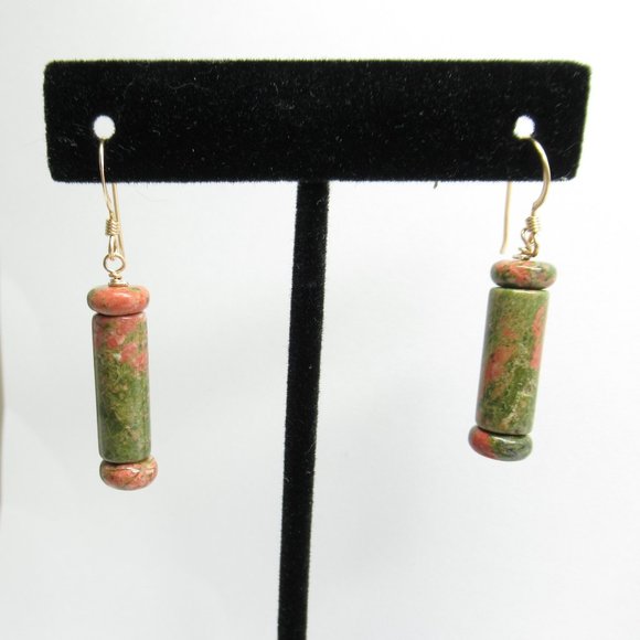 Unakite bead Earrings - Picture 6 of 9